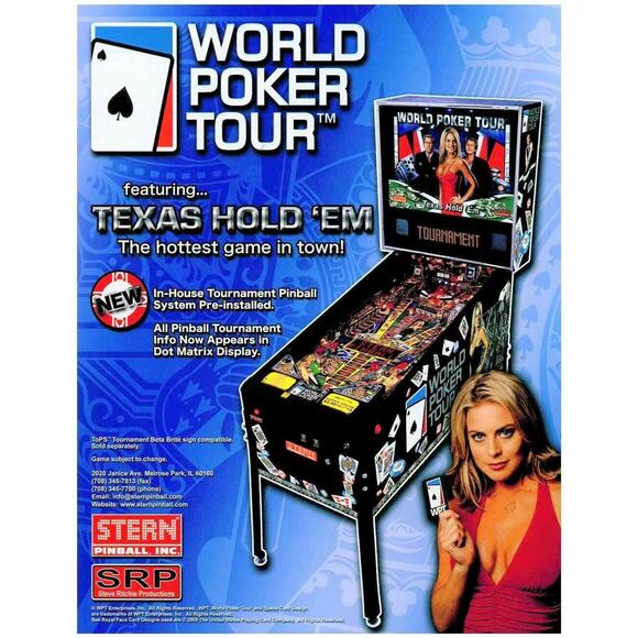 World Poker Tour Pinball FLYER Original NOS 2007 Vintage Promo Art Cards Theme - Picture 1 of 2